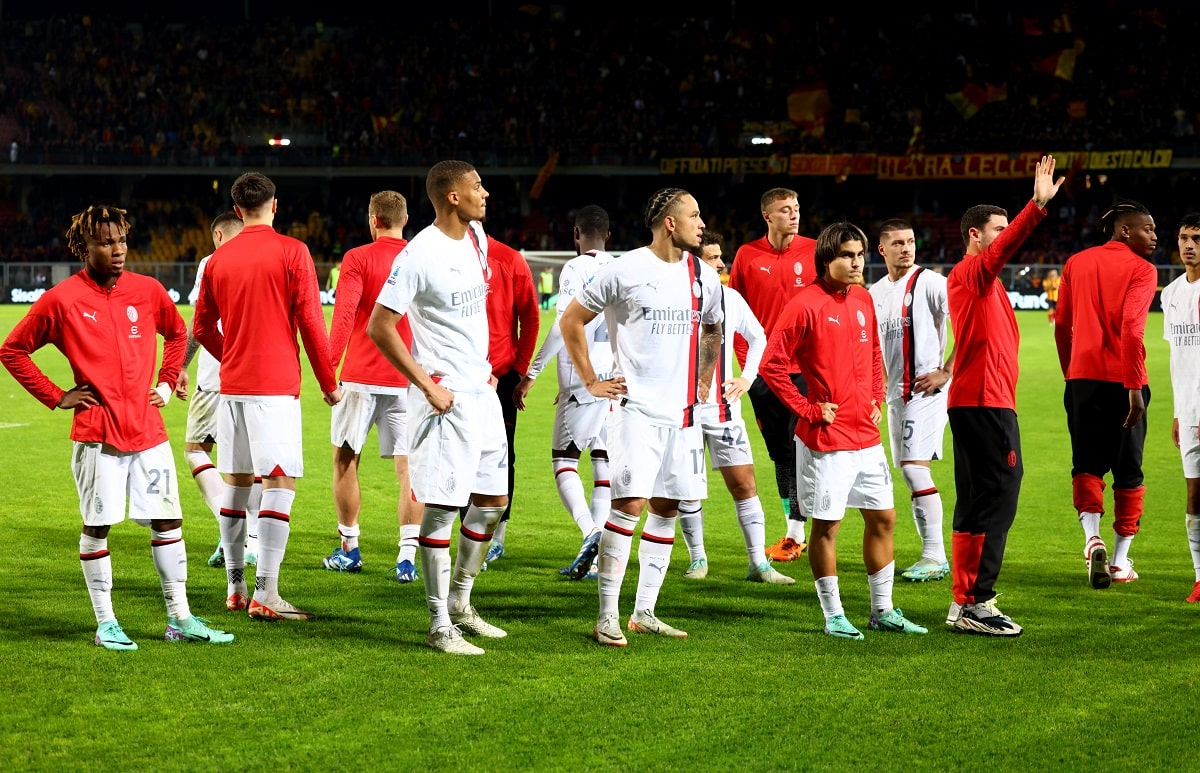 Milan players after Lecce draw