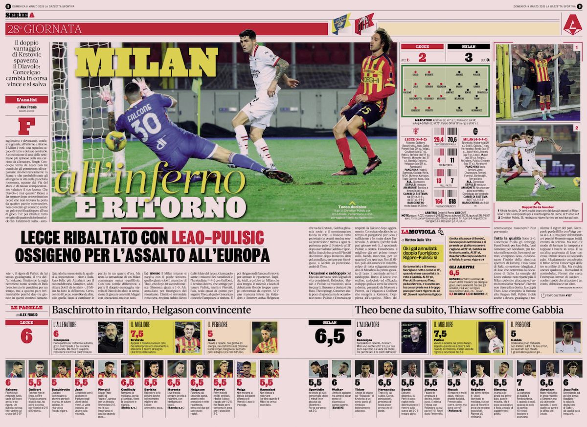 la gazzetta dello sport 9 march