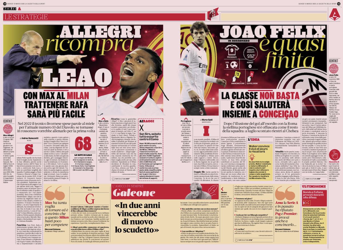 la gazzetta dello sport 13 march